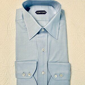 NEW TOM FORD Light Blue Cotton Shirt US 17 43 G Made in Switzerland MSRP $670